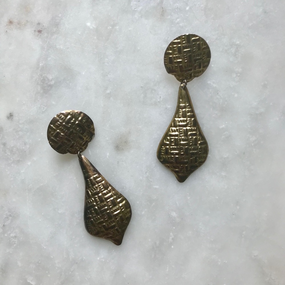 Gold Statement Geometric Earrings - image 1